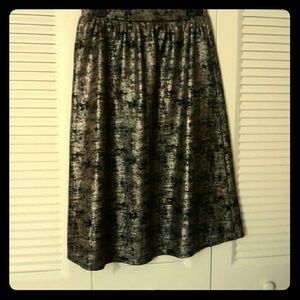 Downeast black and gold midi skirt nwt